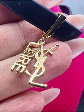 Yves Saint Laurent (YSL) Libre leather charm choker necklace/wrist wrap 13β NWOT